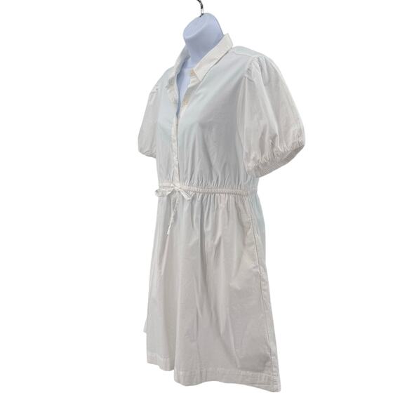 J. Crew White Collared Short-Sleeve Tie-Waist Dress Womens Size 12 Button Front - Picture 5 of 13